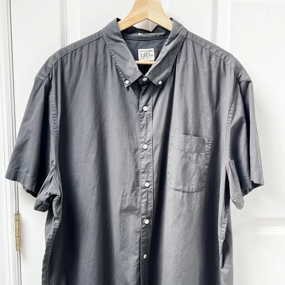 J. Crew Secret Wash Button Front Shirt in Gray